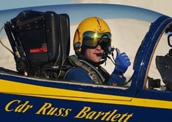 Commander Russ Bartlett in the cockpit